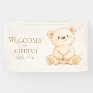 Banderoles Ours en peluche aquarelle Boho Neutre
