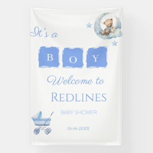 Banderoles Ours en peluche bleu C'est un garçon Baby Shower