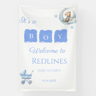 Banderoles Ours en peluche bleu C'est un garçon Baby Shower