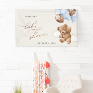 Banderoles Ours En Teddy, Ballons Bleus, Baby shower D'Accuei