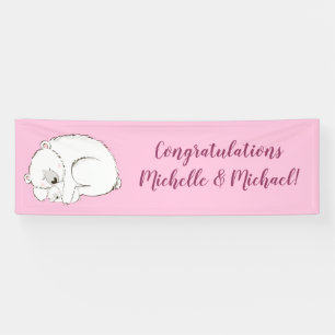 Banderoles Ours polaire Baby shower fille rose