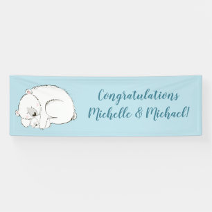 Banderoles Ours polaire Baby shower Hiver bleu garçon