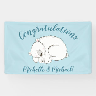 Banderoles Ours polaire Baby shower Hiver bleu garçon