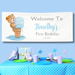 Banderoles Ourson en glace pour premier anniversaire garçon