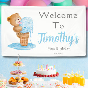Banderoles Ourson en glace pour premier anniversaire garçon