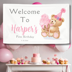 Banderoles Ourson glace d'anniversaire pour fille