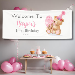 Banderoles Ourson glace d'anniversaire pour fille