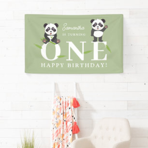 Banderoles Ourson Panda Mignon Kawaii Premier Anniversaire En