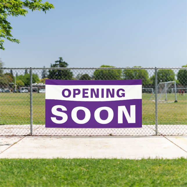 Banderoles Ouverture Bientôt Entreprise Violet Blanc Grand Ex (Insitu)