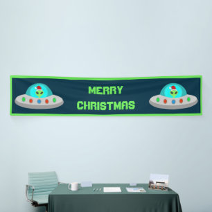 Banderoles OVNI de Noël Ho Ho Alien soucoupe volante Personna
