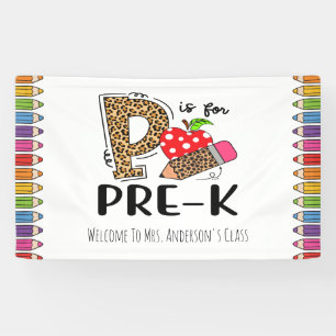 Banderoles P est pour PRE-K Retour à l'école Accueil