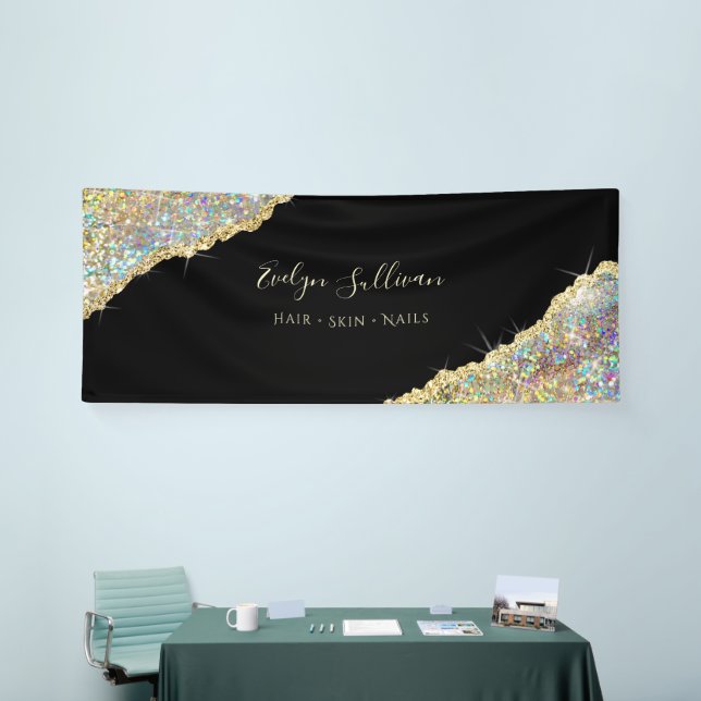 Banderoles Paillettes dorées holographiques fausses (Salon professionnel)