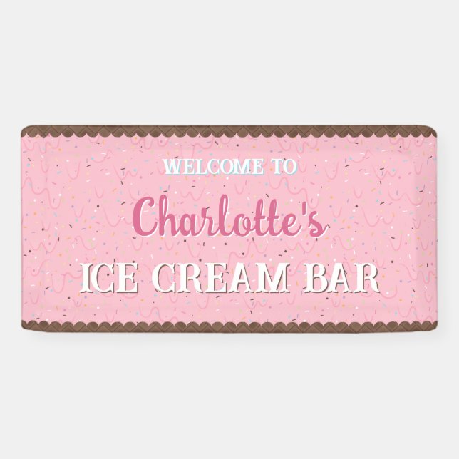 Banderoles Paillettes et glace rose  (Horizontal)