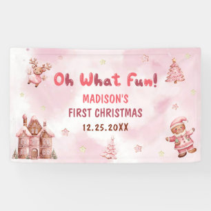 Banderoles Pain d'épices rose Maison Noël Premier anniversair