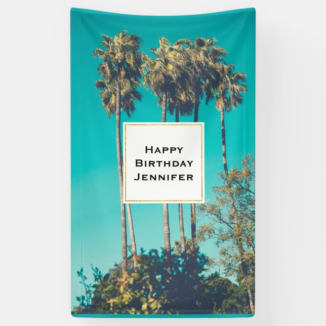 Banderoles Palmiers tropicaux Californie Retro Vibe Anniversa (Vertical)