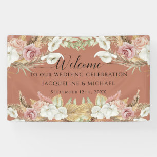 Banderoles Pampas Terra Cotta Blush Rose Floral Plage Mariage