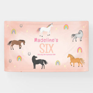 Banderoles Panneau d'anniversaire licorne cheval rose féminin