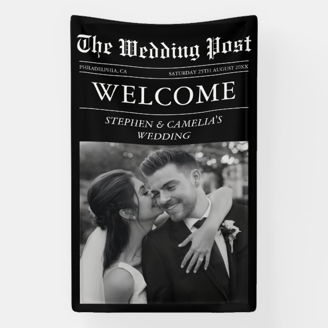 Banderoles Panneau de bienvenue de mariage de journal de réda (Verticale)