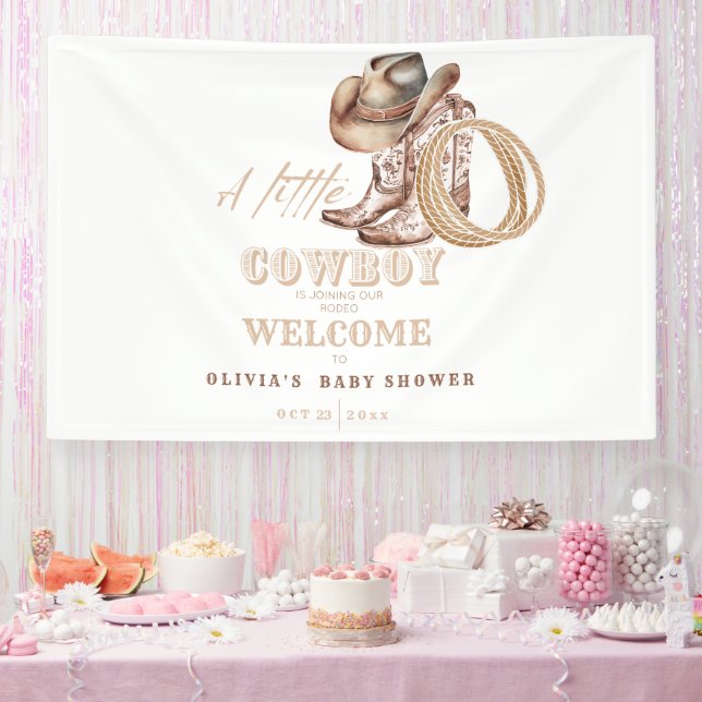 Banderoles Panneau de bienvenue du petit Baby shower Cowboy (Fête)