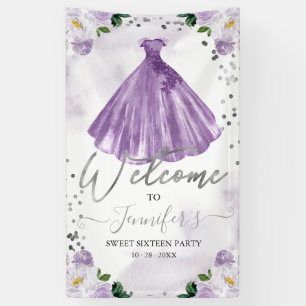 Banderoles Panneau de bienvenue Sweet 16 Robe florale aquarel
