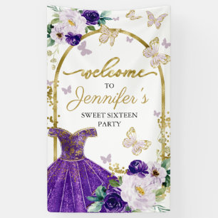Banderoles Panneau de bienvenue Sweet 16 Robe florale papillo
