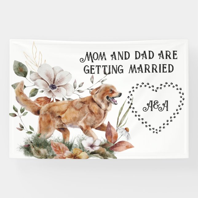 Banderoles Panneau de mariage 'Labrador Retriever Excité Suiv (Horizontal)