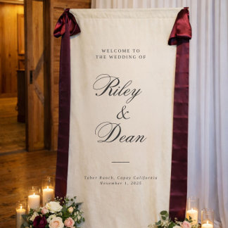 Banderoles Panneau de mariage personnalisé en lin, panneau de