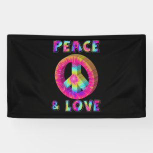 Banderoles Panneau de paix Paix et Amour avec Tie Dye