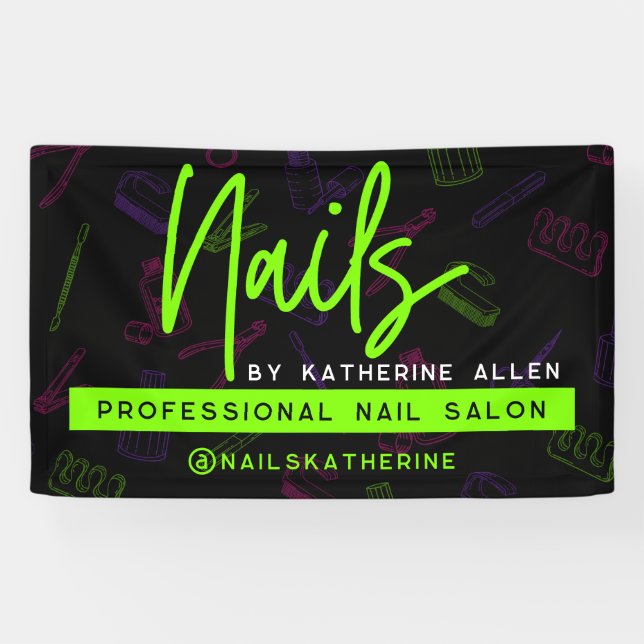 Banderoles Panneau du salon Neon Green Nails (Horizontal)