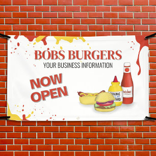 Banderoles Panneau Restaurant Business Open Hamburger