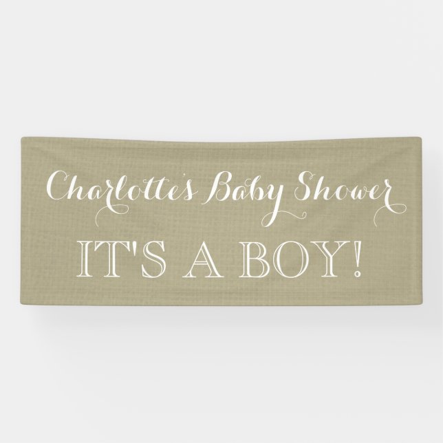 Banderoles Panneau Rustique Baby shower Burlap Personnalisé (Horizontal)