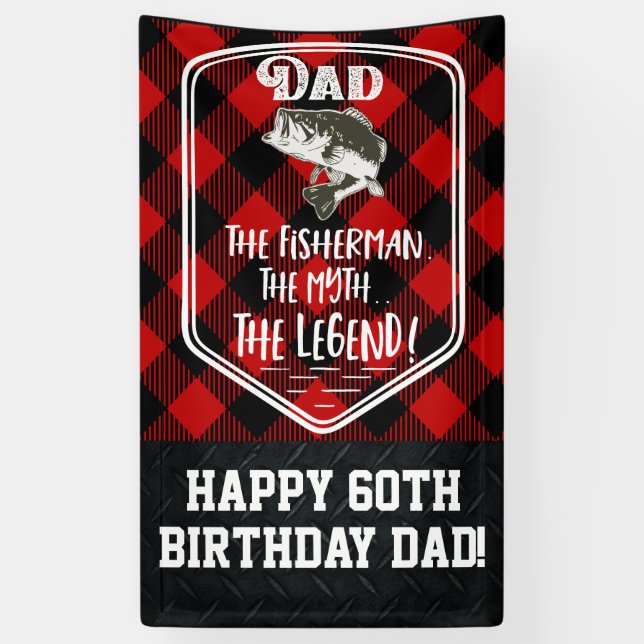 Banderoles Papa d'anniversaire de pêche de père la légende de (Vertical)