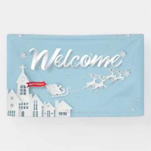 Banderoles Papercut Père Noël et Reindeer Bienvenue Noël