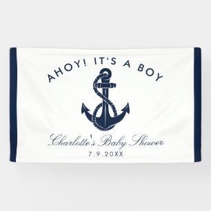 Banderoles Papier Baby shower de script Ancre nautique