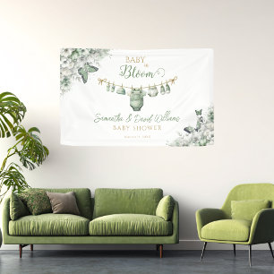 Banderoles Papier Peint Fleur Papillon Bébé en Fleur Vert Sau