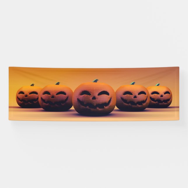 Banderoles Papier peint Modèle Citrouille Jack-o-Lantern (Horizontal)