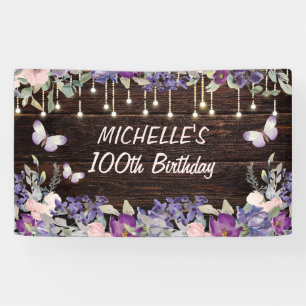 Banderoles Papier Violet Rose Floral Papillon Rustique 100e A