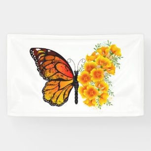 Banderoles Papillon à fleurs avec Poppy de Californie jaune