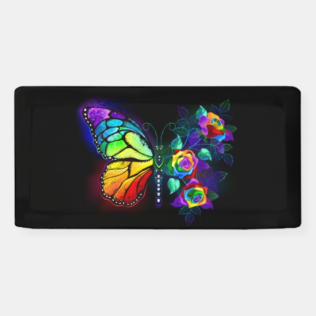 Banderoles Papillon arc-en-ciel (Horizontal)