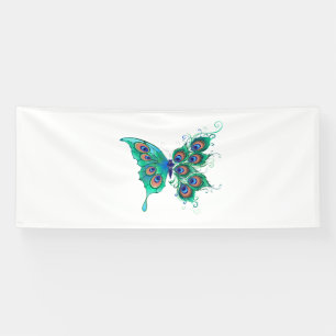 Banderoles Papillon aux plumes de paon vert