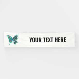 Banderoles Papillon aux plumes de paon vert