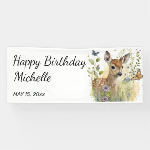 Banderoles Papillon de feuillage floral joyeux anniversaire b