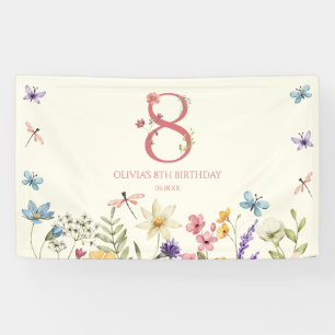 Banderoles Papillon Élégant de Fleur Sauvage Fête d'anniversa
