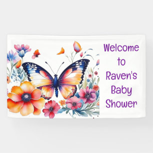 Banderoles Papillon en fleurs Baby shower de fille
