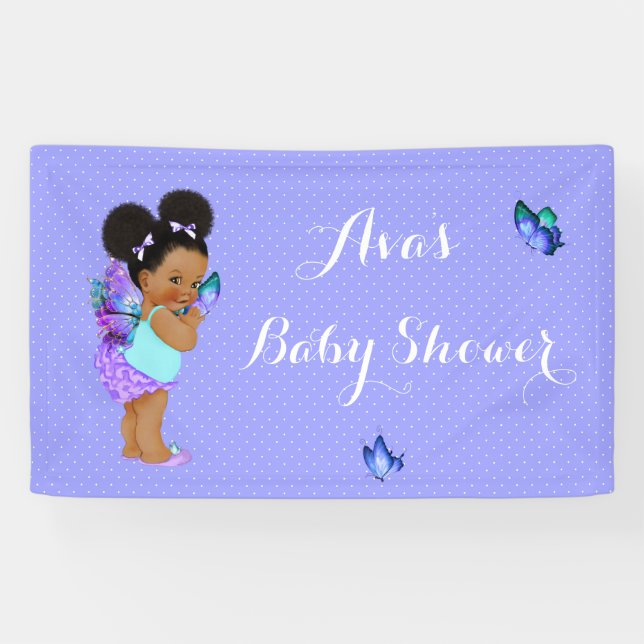 Banderoles Papillon Princesse Bébé Fille Purple Lavande Banne (Horizontal)