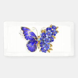 Banderoles Papillon saphir à fleurs