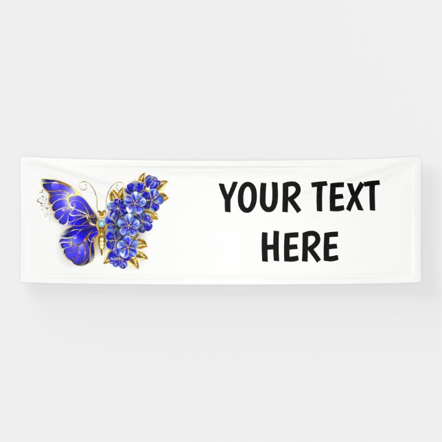 Banderoles Papillon saphir à fleurs (Horizontal)