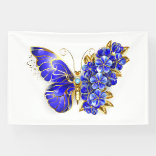 Banderoles Papillon saphir à fleurs
