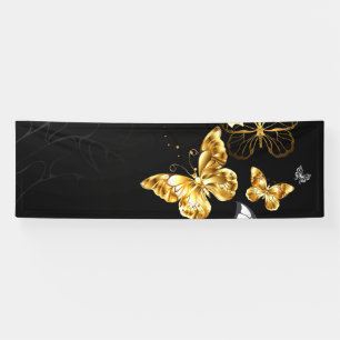 Banderoles Papillons blancs et dorés
