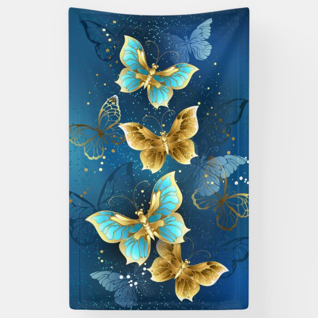 Banderoles Papillons d'or (Vertical)